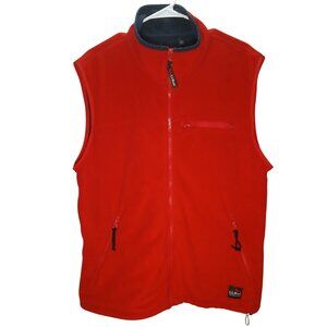 L.L. Bean Mens Fleece Outdoor Vest Size Large Full Zip Warm Layered Red & Navy